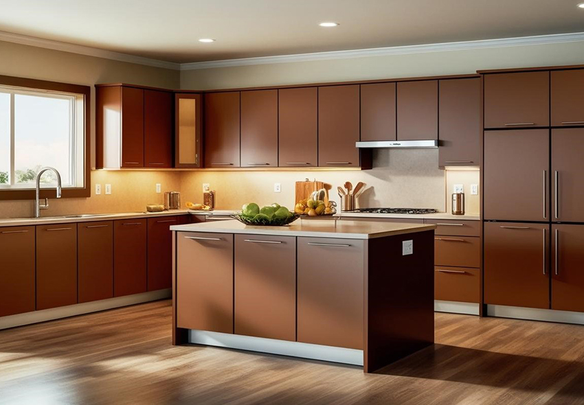 Italian Modular Kitchen Design with Wood Finish