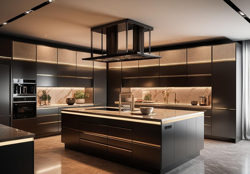 German Modular Kitchen Design with Glossy Finish