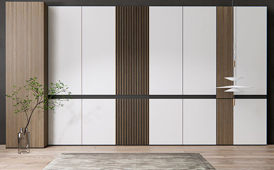 Modern Rendering Sideboard Wall Panel Wardrobe with Flooring