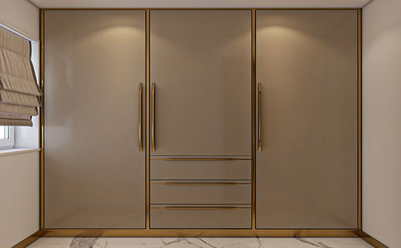 Large Closet Wardrobe with Gold Door