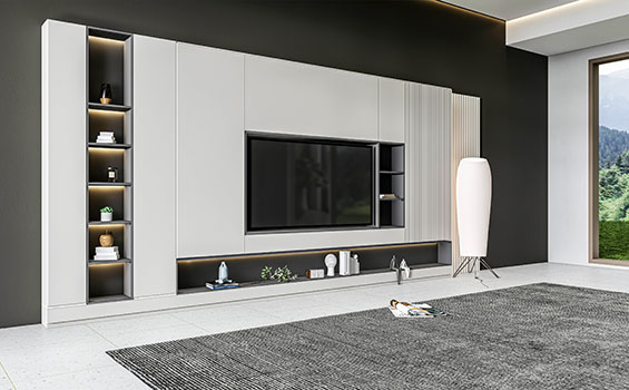 Modern TV Wall Unit with Back Panel