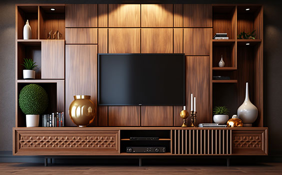 Modern Brown TV Unit with Cabinet