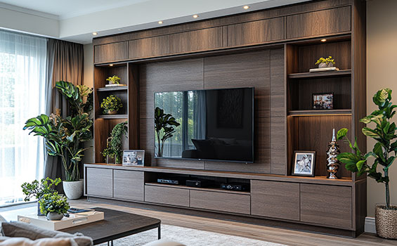 Modern TV Unit Dark Brown Panel