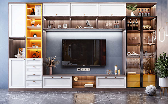 Modern TV Unit with Built Shelving