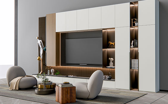 Modern TV Wall Decoration with Cabinet