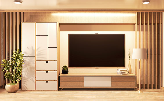 Smart TV Wall Cabinet Wooden Japanese