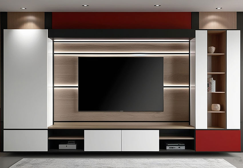 Modern White LCD Tv Wall Unit