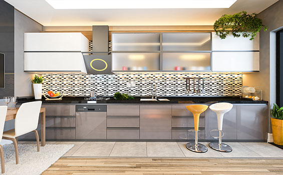 Acrylic Inline Modular Kitchen