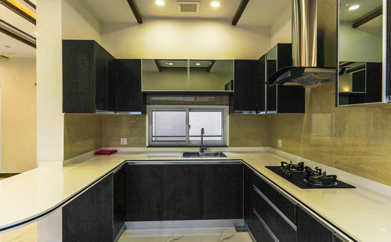 Acrylic U Shaped Modular Kitchen